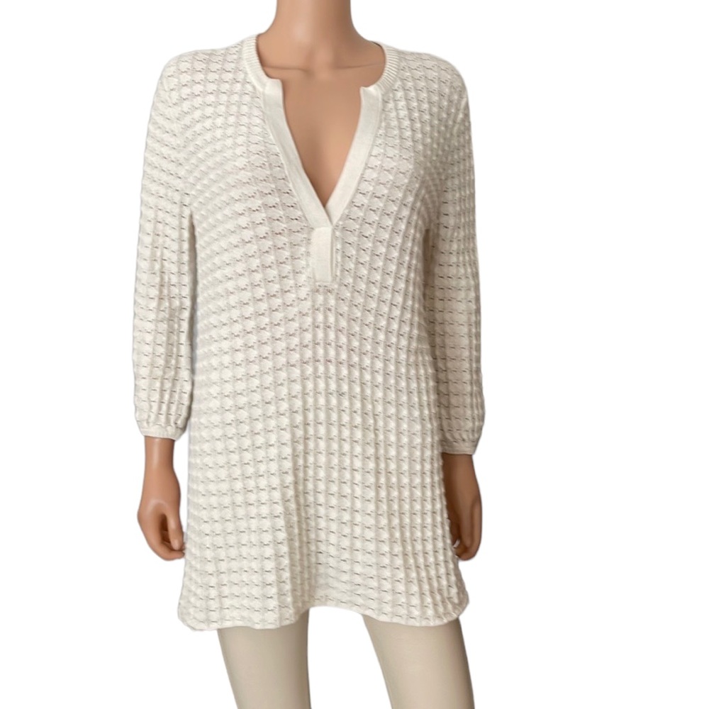 Calvin Klein cotton wool cashmere white v neck sweater